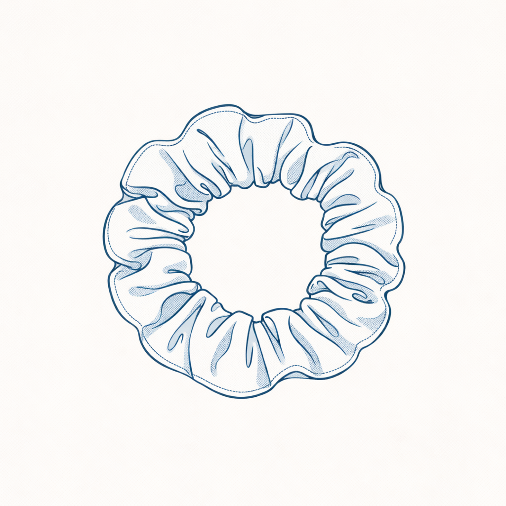 Dessin technique de La Chouchoute de Madeleine, chouchou en tissu pour cheveux