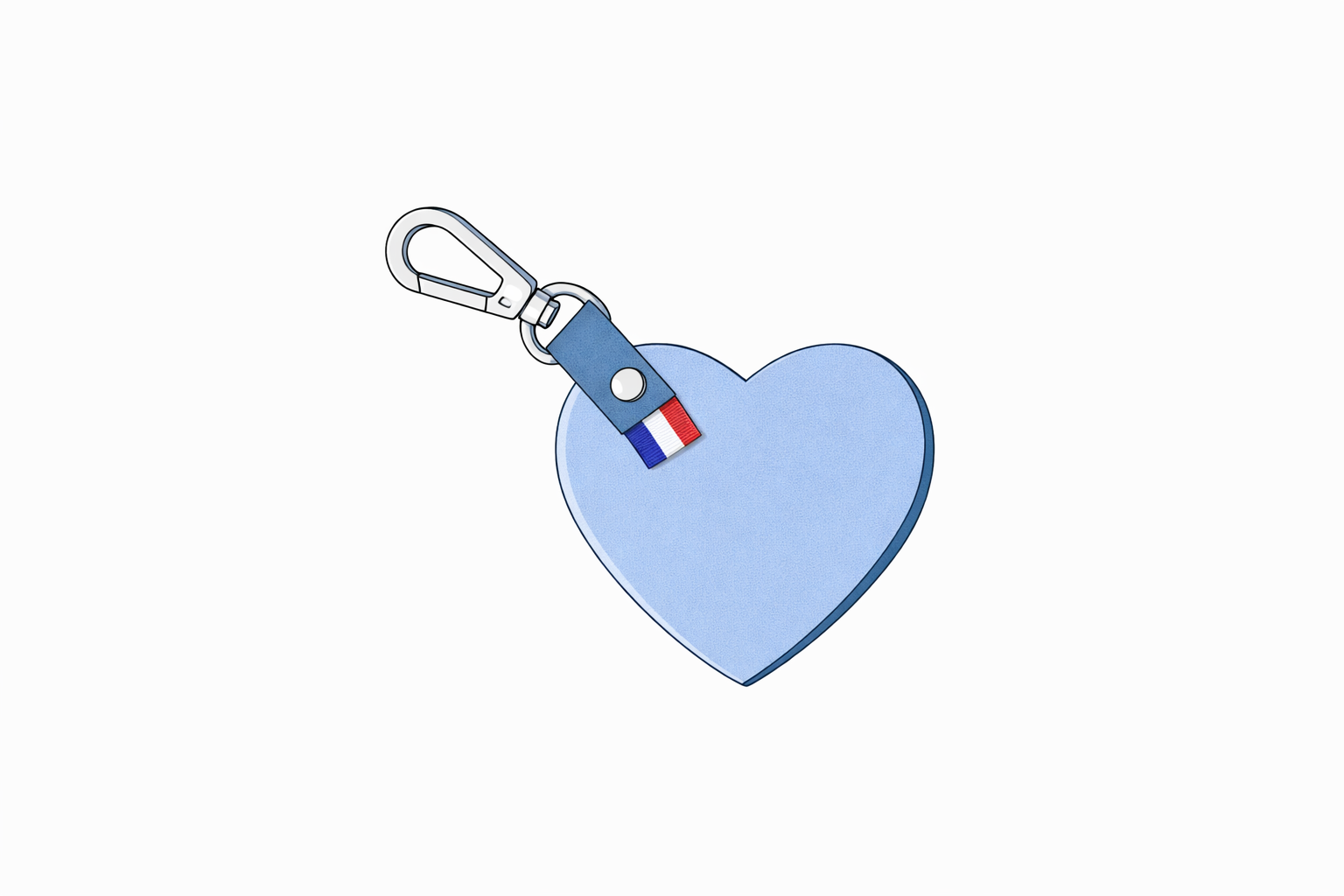 Dessin technique du Battement, porte-clés cœur en cuir
